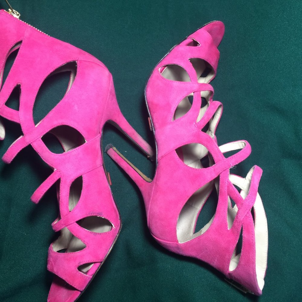 Michael Kors hot pink suede stiletto size 10